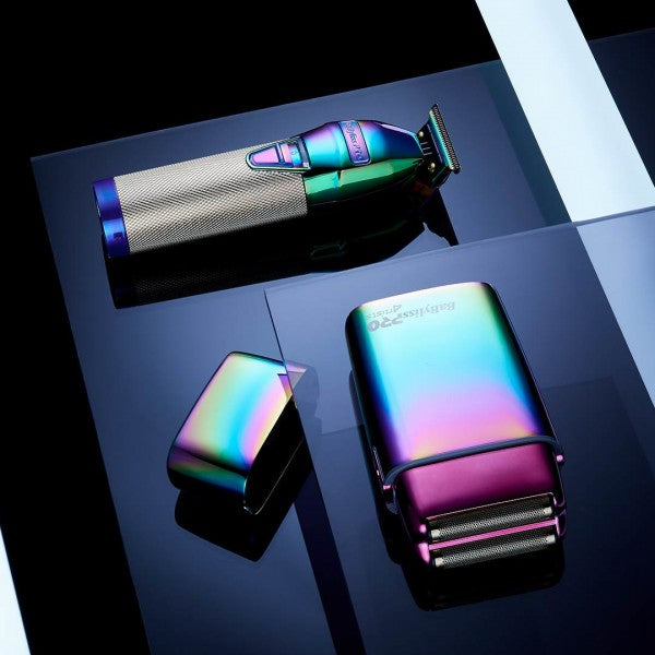 Baybliss Pr0 Hair Clippers Set with Vibrant Rainbow Finish for Professional Grooming