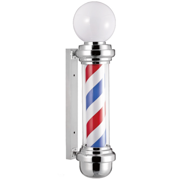 NOVON Poteau de Barbier Professionnel Classic Chrome avec lumière - Rouge / Bleu